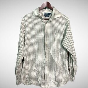 Polo Ralph Lauen Shirt Mens Large Button Up Long Sleeve Pre Owned White Check